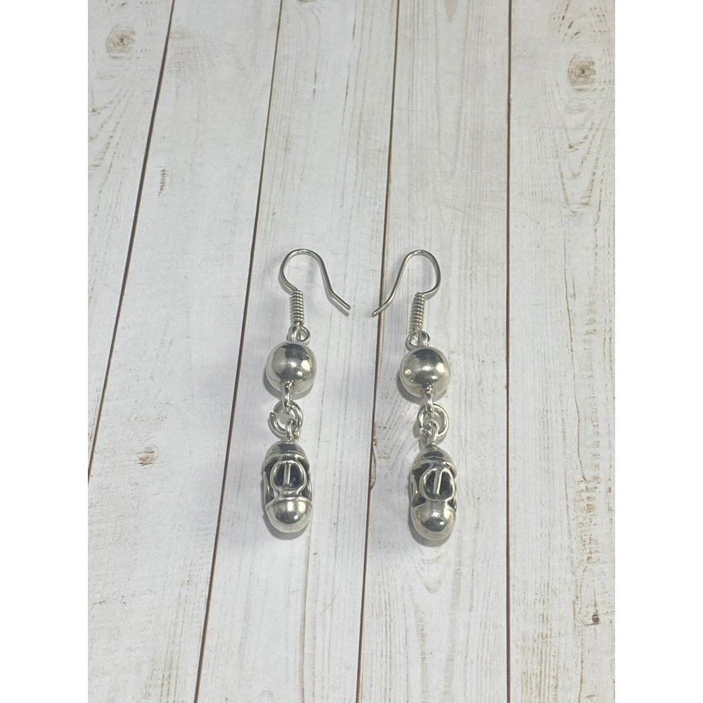 Sterling Silver Filigree Dangle Ball Earrings Hook Pierced Fine - Picture 4 of 7
